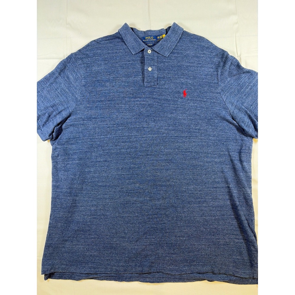 Polo Ralph Lauren Mens XXL Blue Heather Classic Fit Short Sleeve Polo Shirt Pony